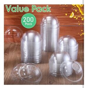 200 Pcs Plastic Dome Lids Bulk, Clear Disposable